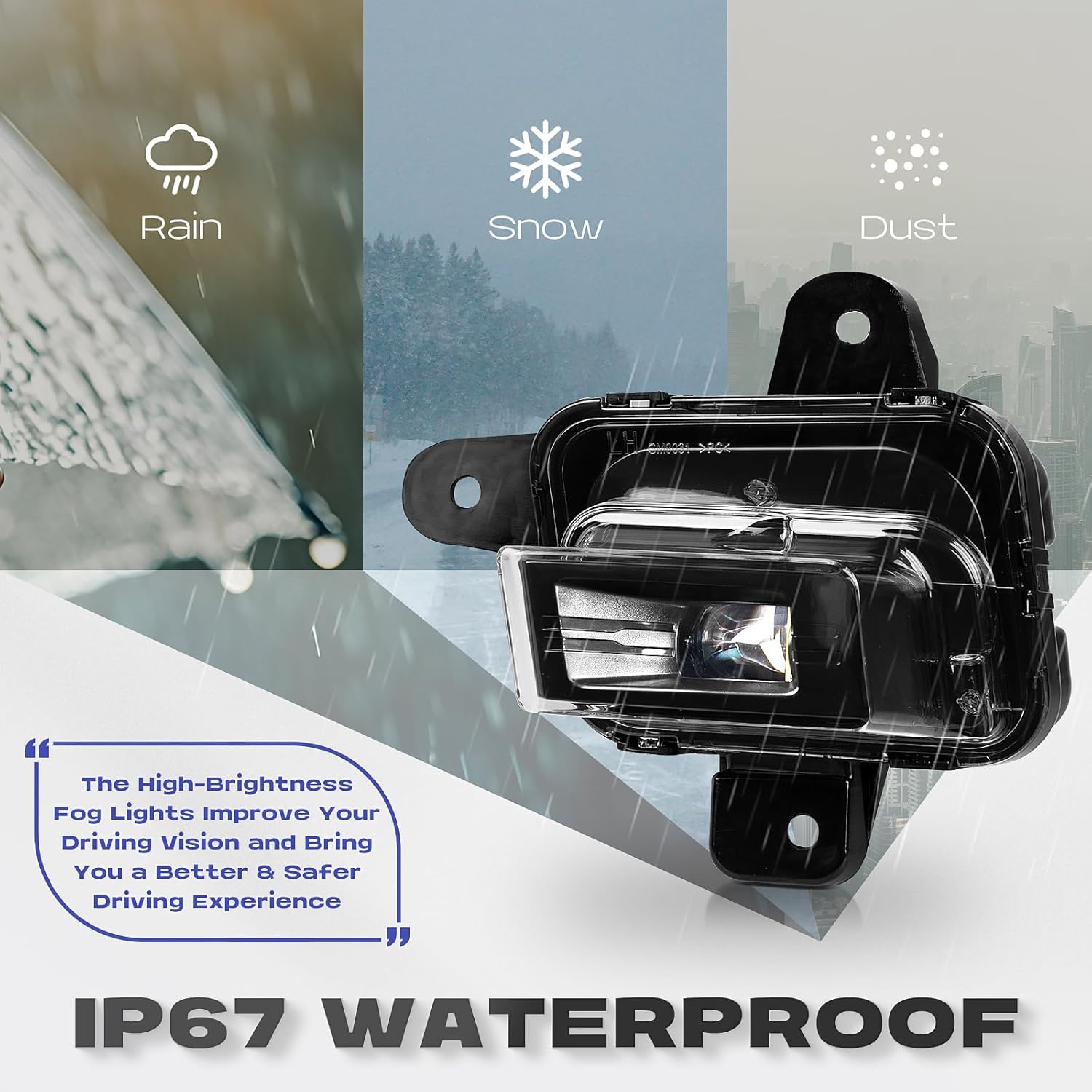 RP Remarkable Power Sierra Fog Light 2022 2023-2024, LED Lights for 2023 2024 1500/ AT4/ Denali driving bumper Lamps w/wiring harness& switch clear lens white assembly