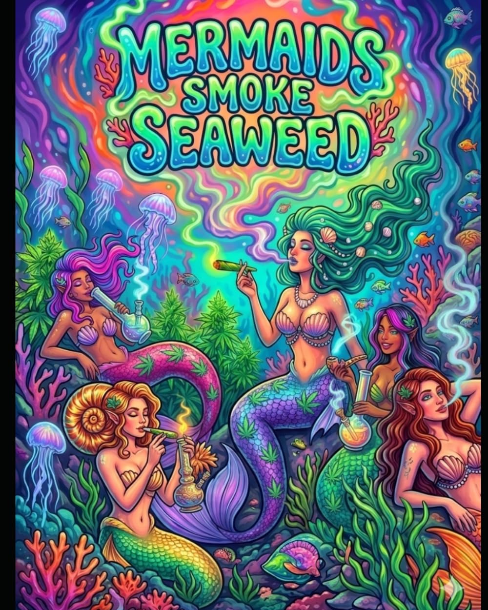 Mermaids Smoke Seaweed: Adult coloring book