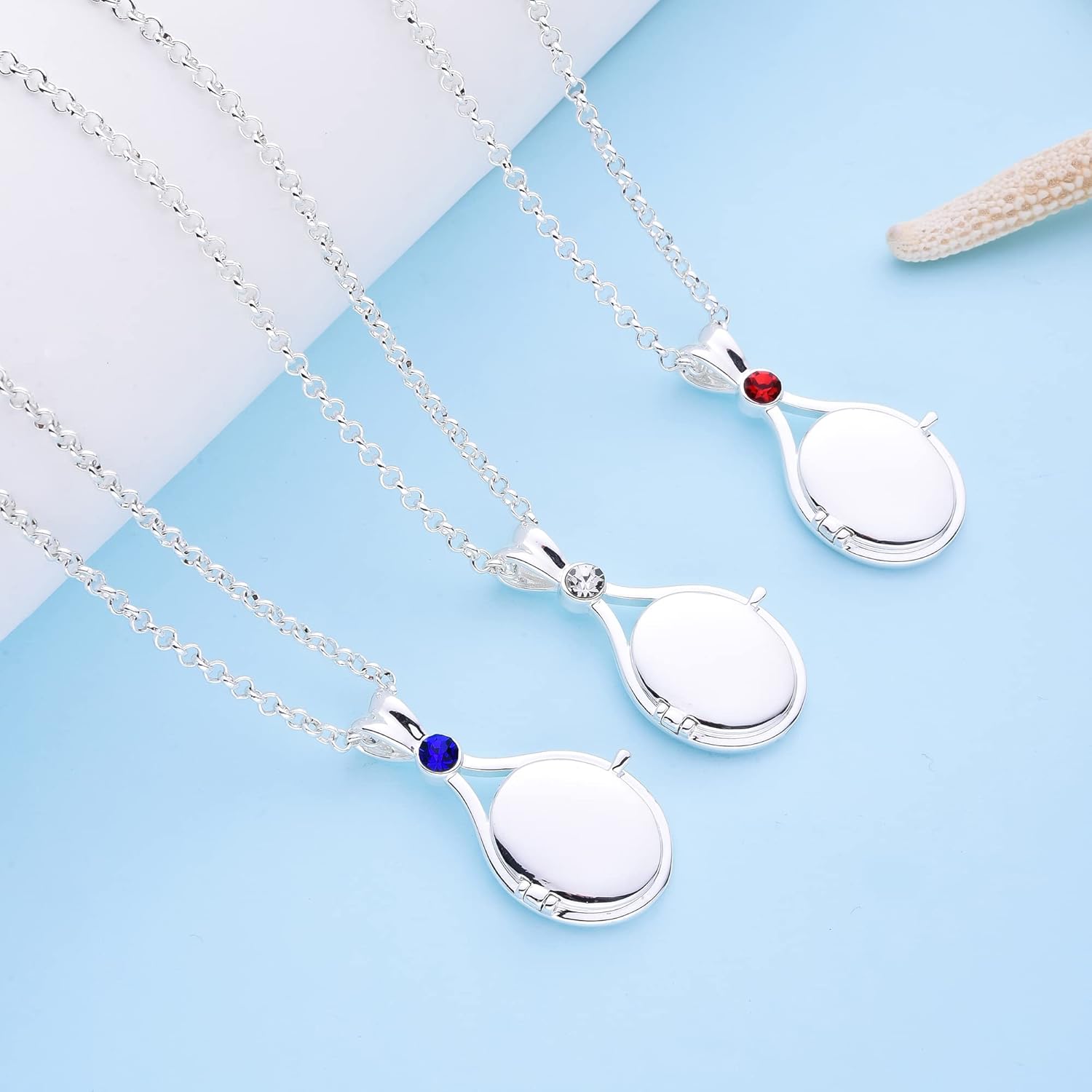 Miniatura 5 de Collar de sirena de esferas, medallón de agua, moda, rojo, natural, circón, cobre, colgante, sirena, medallón, joyería, regalo para niña