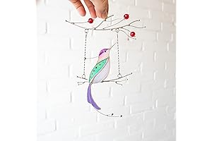 Purple Hummingbird Stained Glass Suncatcher: A Kaleidoscope of Hues for Your Home and Garden