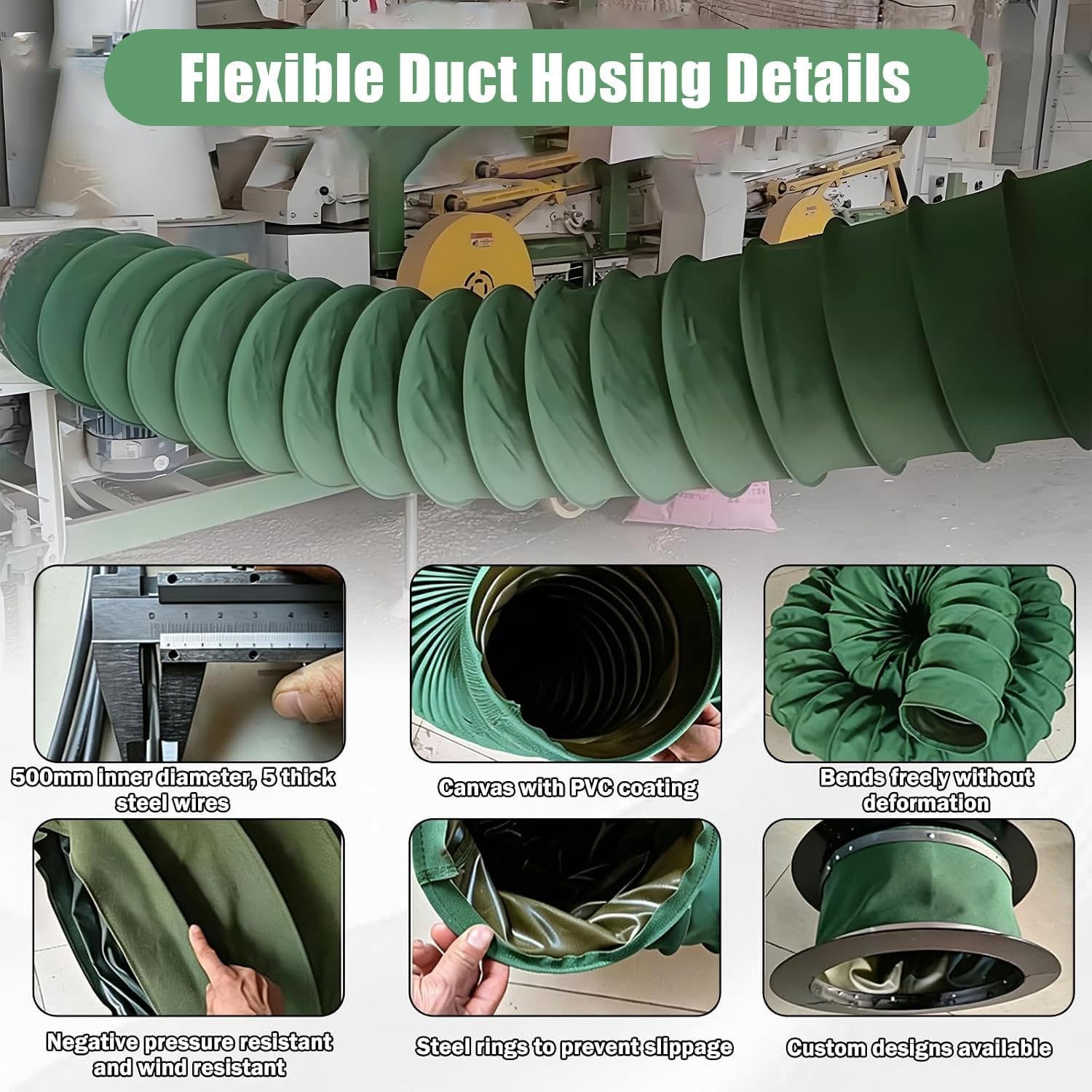 Manguera Flexible Para Conductos, Tubo De Escape De Ventilación HVAC 285mm