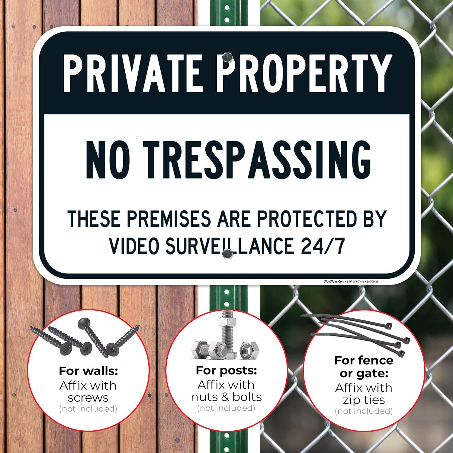 Private Property No Trespassing Sign, Video Surveillance Sign, 12x18 Inches, Rust Free .063 Aluminum, Fade Resistant, Made in USA