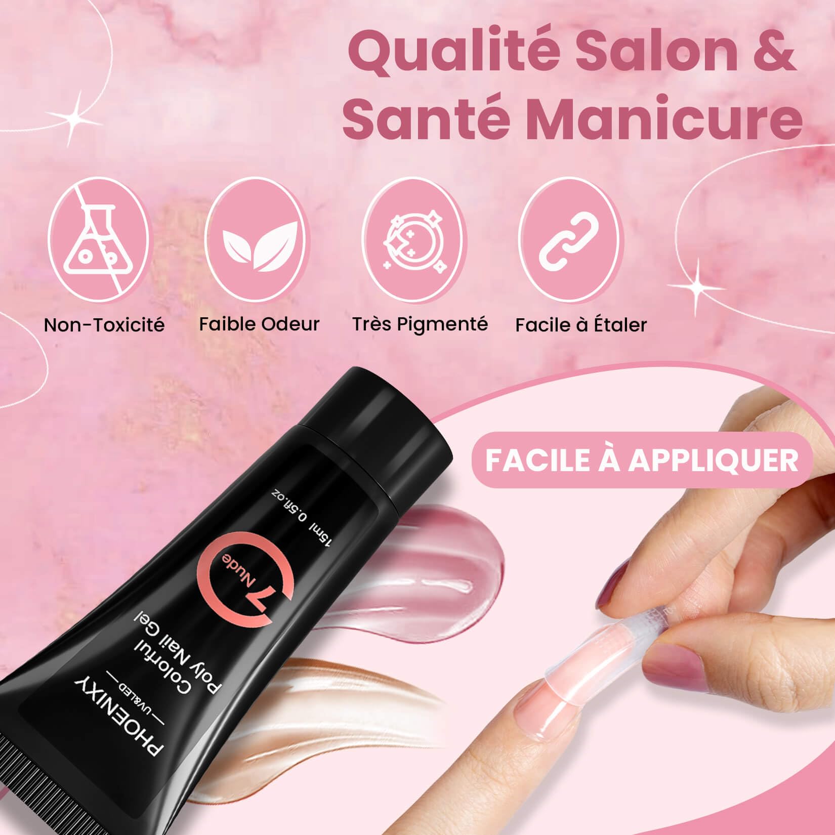 Phoenixy Kit Ongle Gel U V Complet, 14 Couleurs 15 ml Kit Semi Permanent Rose Nude Poly Tube Ongle Gel Nail Art Construction Ongle U V Cadeau pour Femme