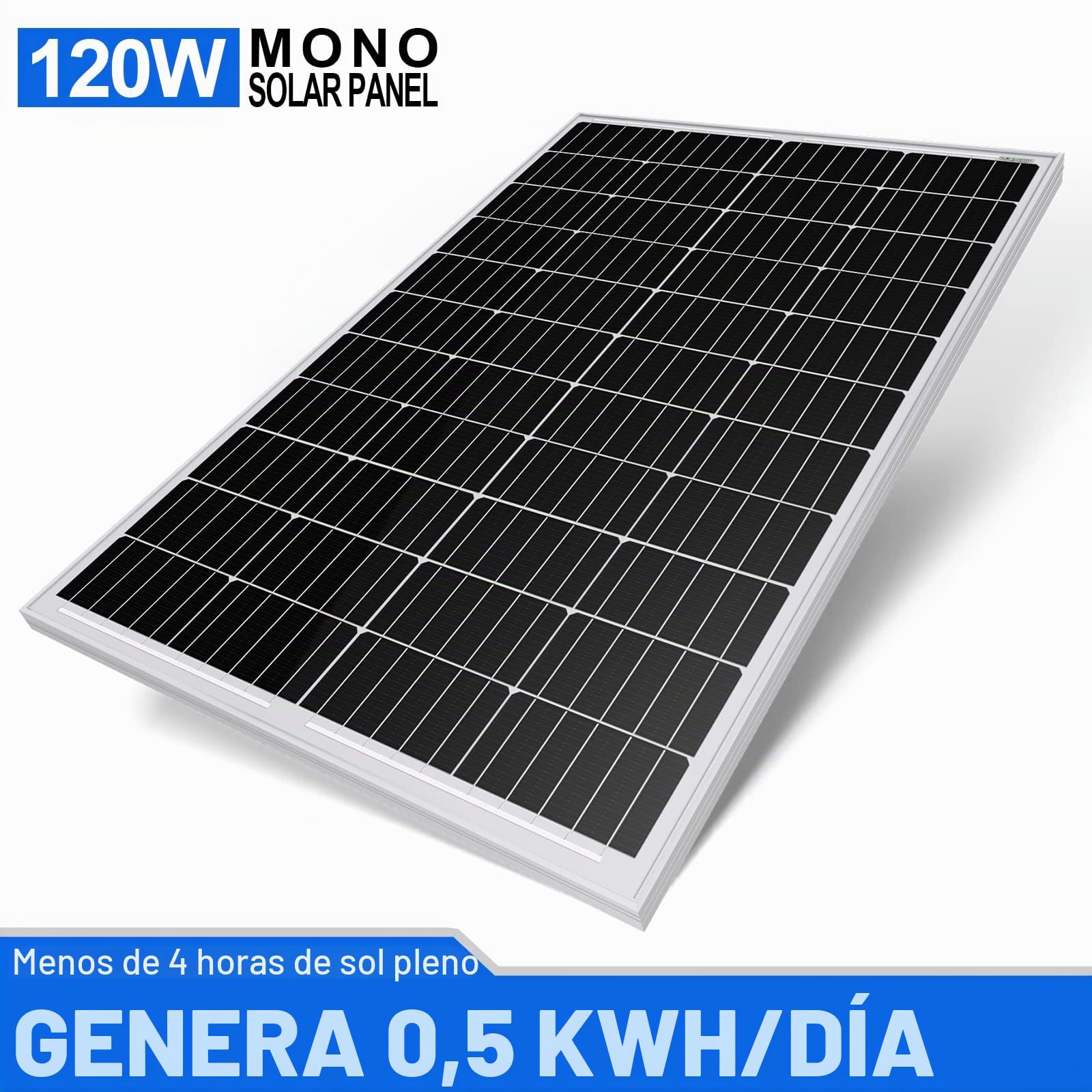 ECO-WORTHY Kit Placa Solar 0,5 KWh/día: Panel Monocristalino 120W, 50AH Lifepo4 Batería 12v Litio, Inversor 600W, Controlador de Carga 30A para Barcos, Caravanas