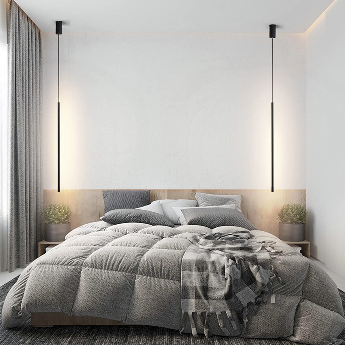 REV Hanglamp met accu, 120 lm, dimbaar, 3 standen, in hoogte verstelbaar door te trekken, 20-155 cm, hanglamp voor woonkamer, ideaal als bedlampje zonder stroom, zwart