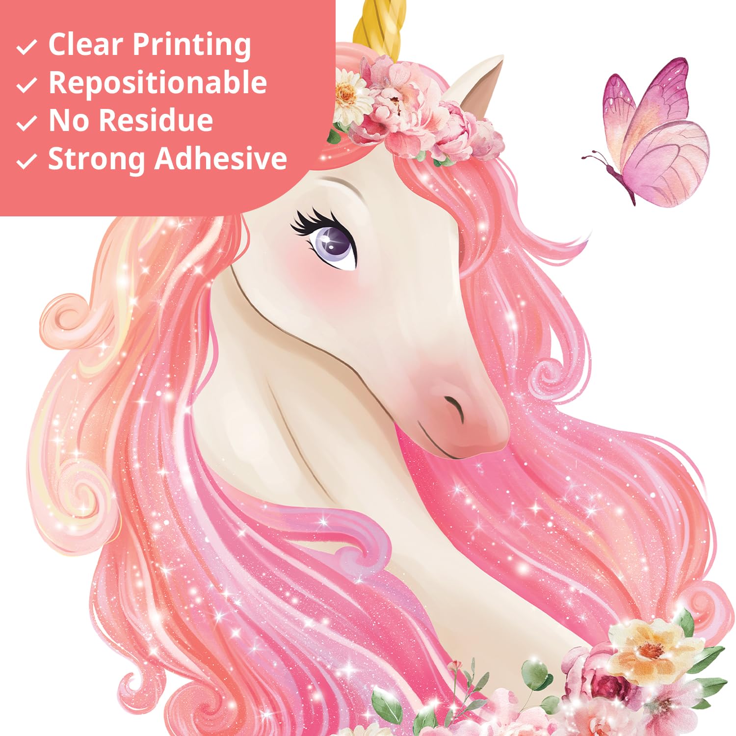 DECOWALL SG2-2321 Rainbow Wall Decals Unicorn Rainbow Butterflies Clouds Wall Stickers Baby Nursery Girls Bedroom Living Room Wall Décor - Image 4