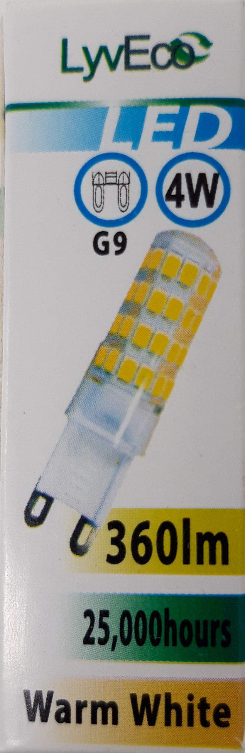 Lyveco Light/White 4W = 30W Led G9 Capsule Bulbs 360Lm Warm 2Pk