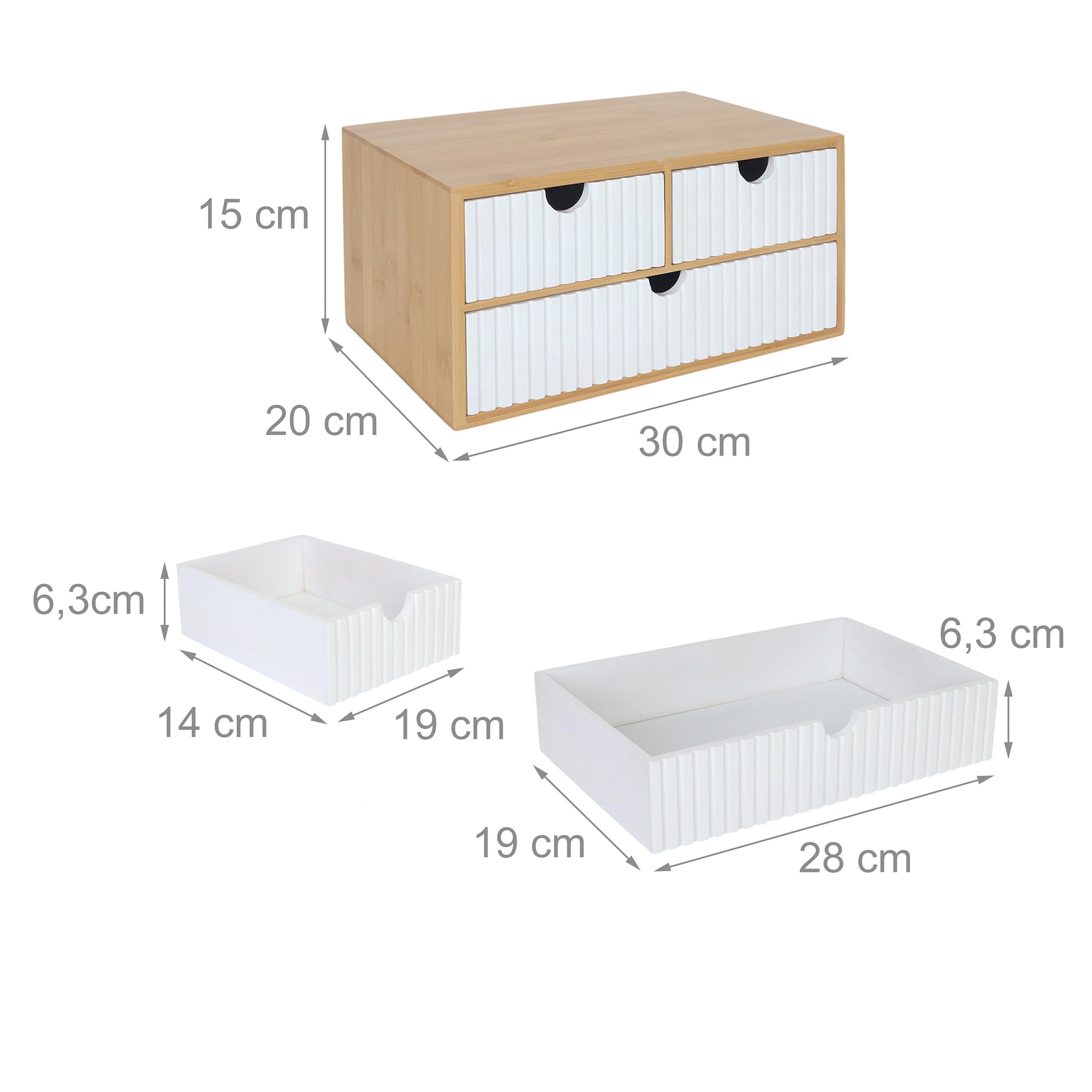 Organizer Da Scrivania 20x15 Cm In Legno Bianco E Naturale - Smartlab