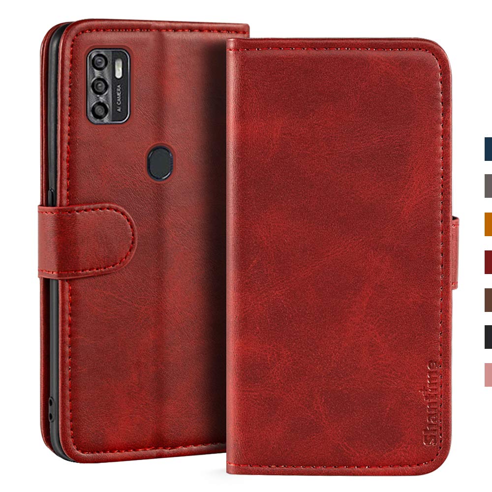 Custodia Portafoglio in Pelle PU con Finitura Scamosciata Compatibile con Doro 8080, Flip Cover Magnetica con Tasche per Carte (Rosso