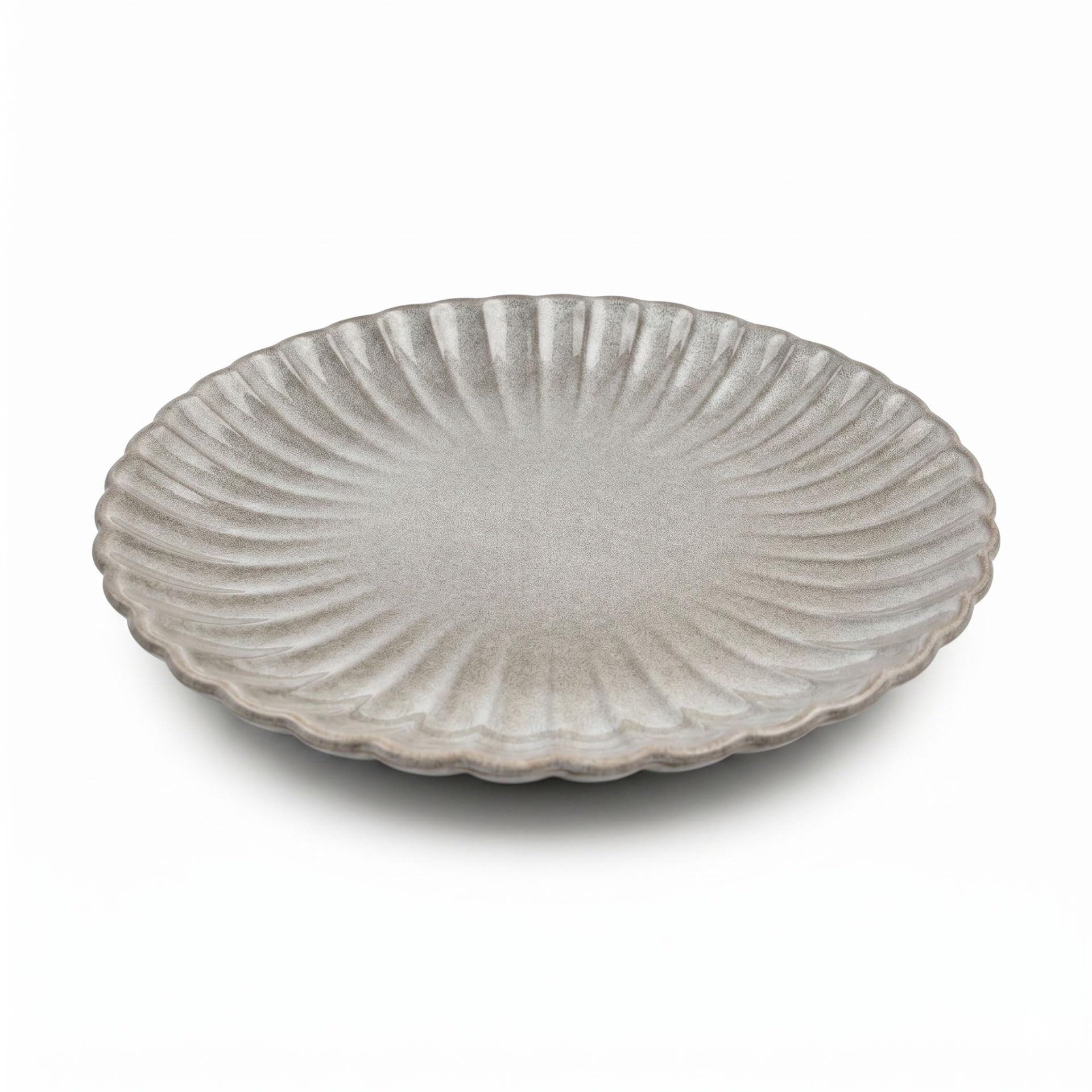 La Mediterránea - Plato de cerámica (25 cm, 6 piezas) | Forma de concha y relieve trabajado