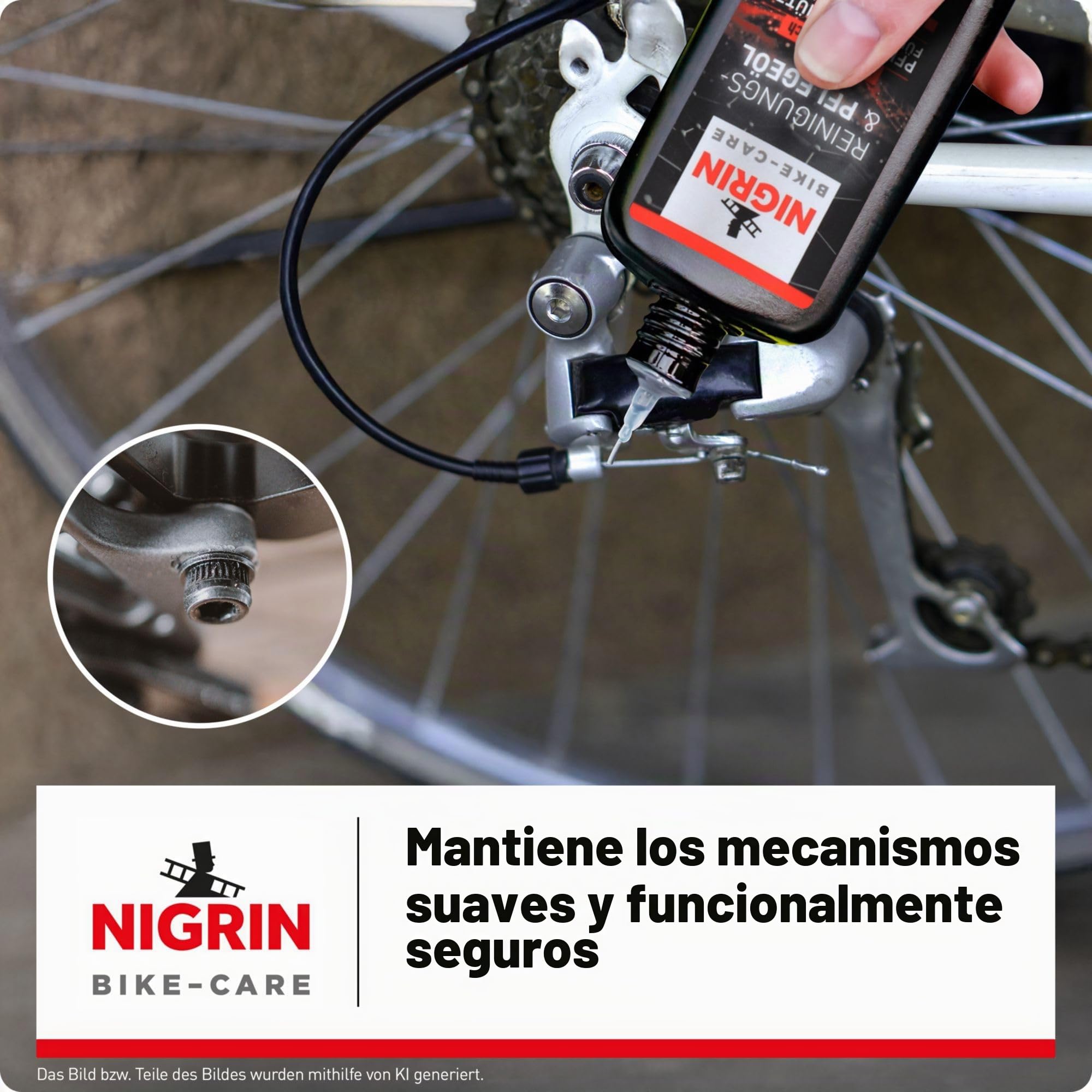 NIGRIN BIKE-CARE Aceite fino, botella de 100 ml, aceite para mecánica de precisión, para hobbies y talleres, sin resina ni ácidos, color gris