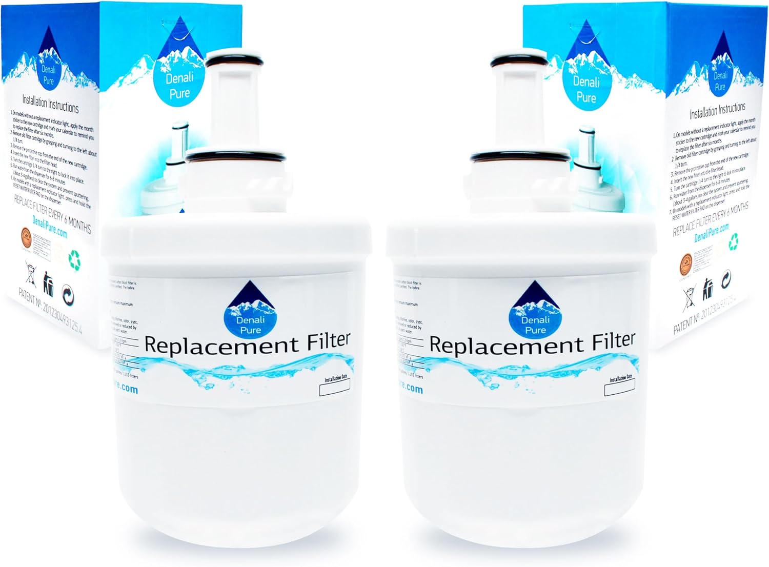 2-Pack Replacement for Samsung RF266AASH Refrigerator Water Filter - Compatible with Samsung DA29-00003G, Samsung DA29-00003B, Samsung DA29-00003A Fridge Water Filter Cartridge