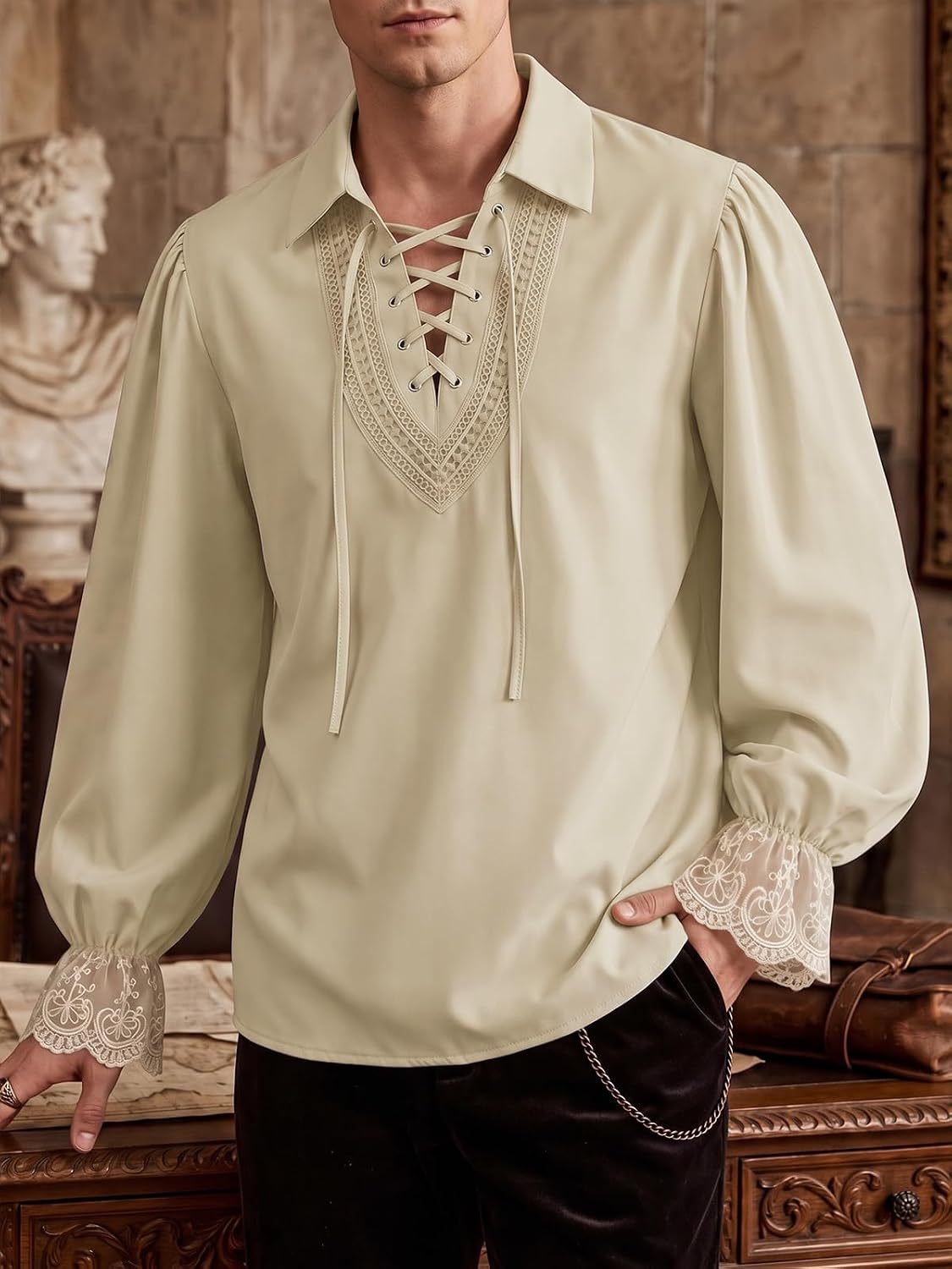 Yousify Mens Renaissance Shirt Halloween Medieval Viking Pirate Costume