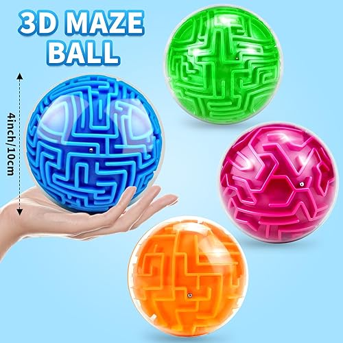 Miniatura 23 de Paquete de 2 bolas de rompecabezas de laberinto 3D, juego de rompecabezas de cerebro, cubo de memoria de gravedad, regalo de juguete educativo