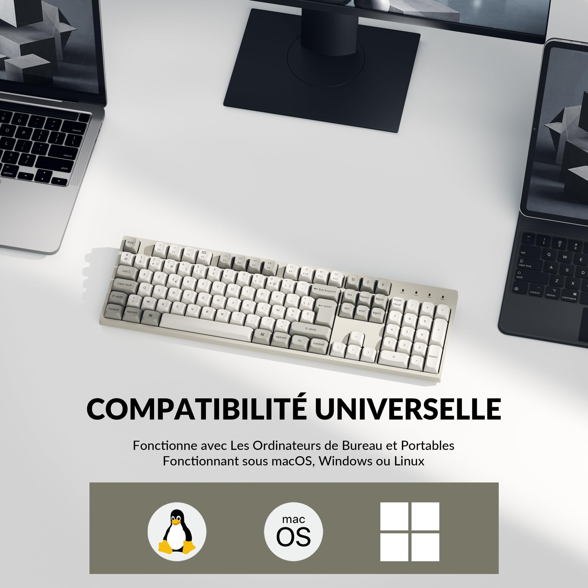 Keychron C2 Pro 8K Clavier Mécanique Filaire AZERTY, Interrupteurs Marron