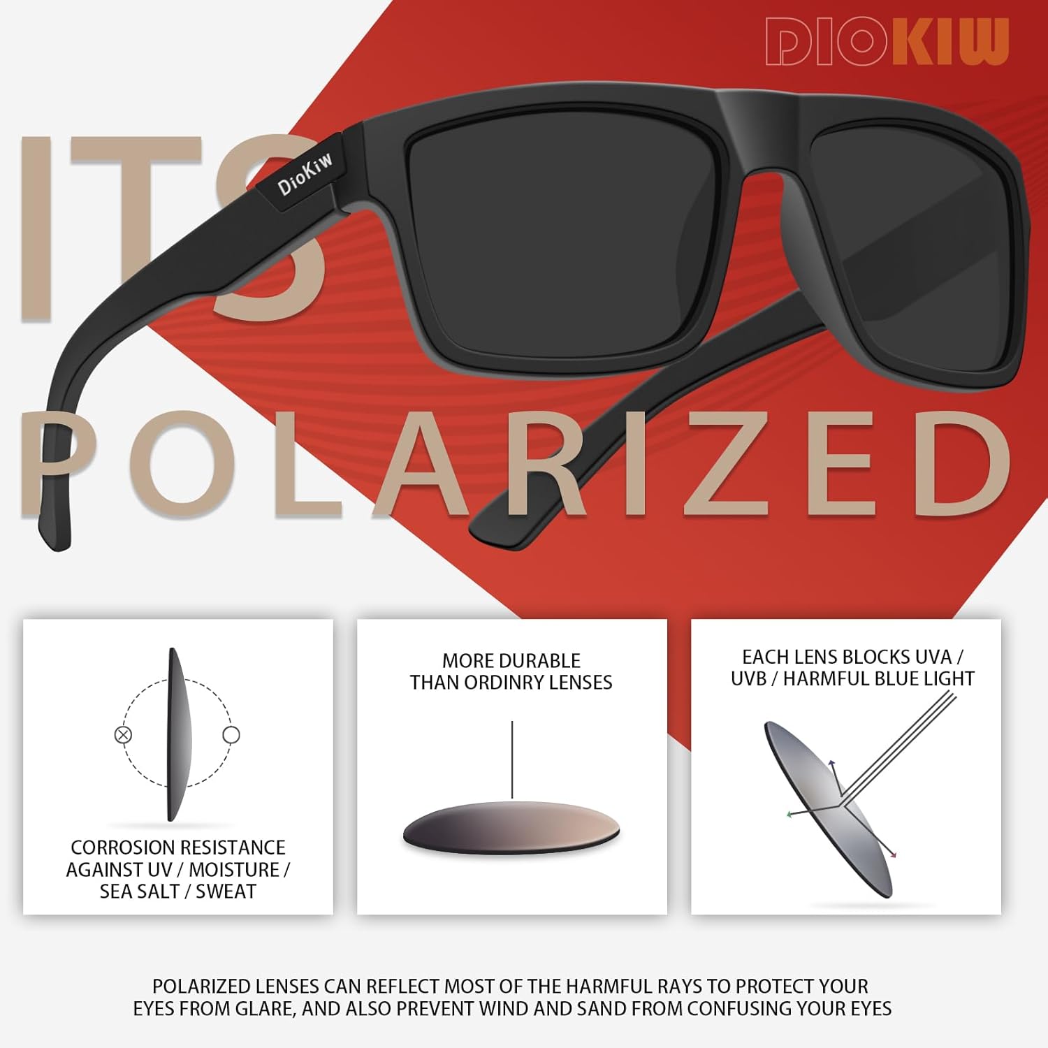 Polarized Sunglasses for Men Sporty Style Driving Travel Sun Glasses Lightweight Square Frame UV Protection Goggles - Image 5