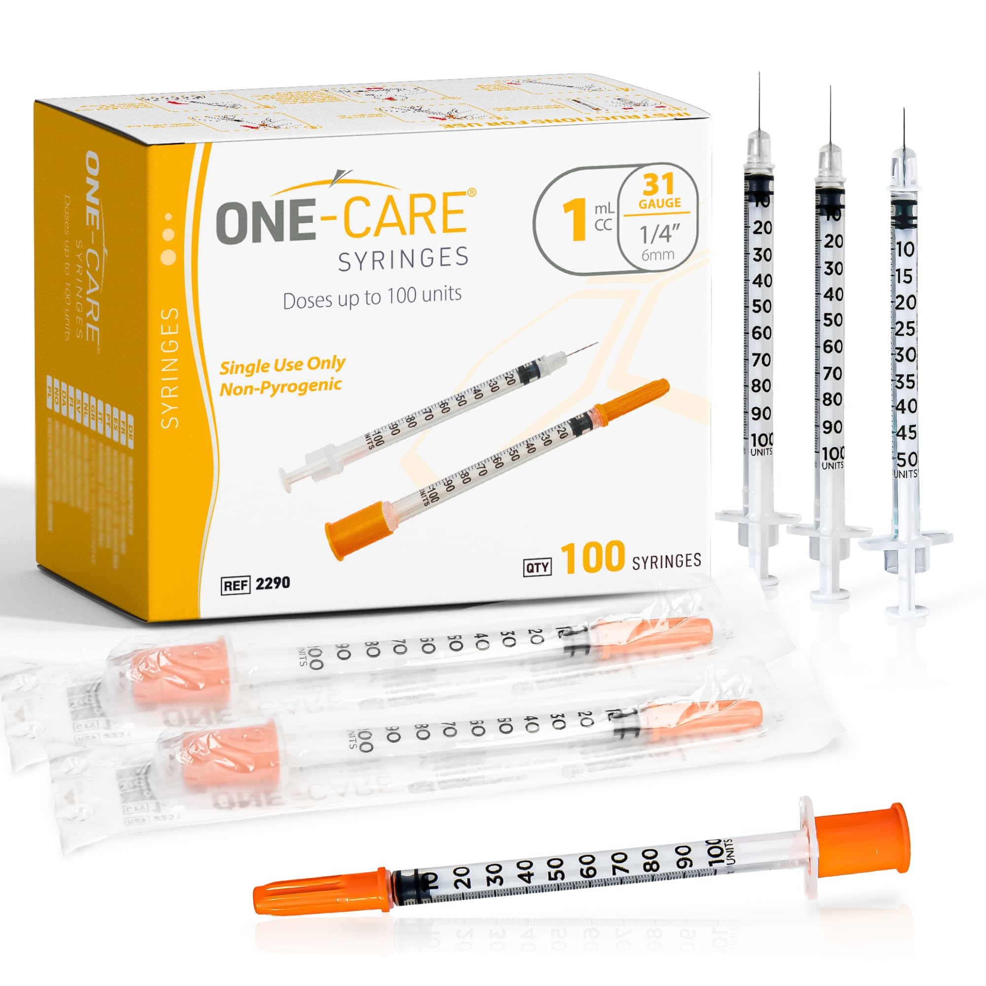 ONE-CARE Syringes 0.5 ml/cc, 31G x 1/4" (6mm), Orange Cap, 100pcs/bx — Amazon image 10