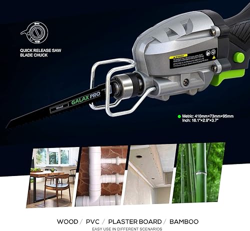 Miniatura 5 de Sierra de vaivén GALAX PRO, sierra de vaivén con cable de 5.0 Amp de velocidad variable, 3000 spm, longitud de carrera  ", capacidad máxima de corte