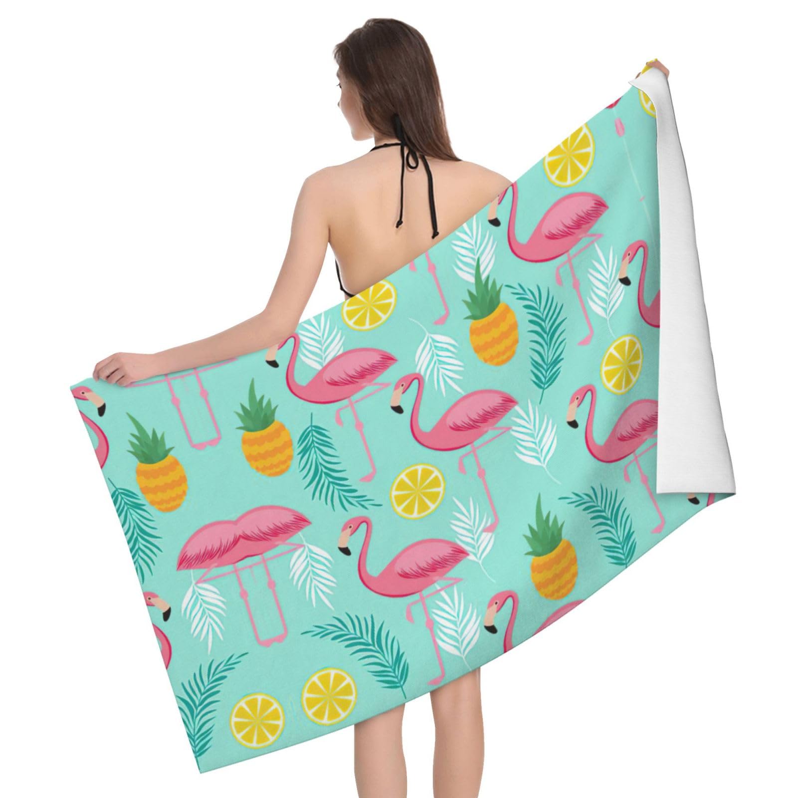 Serviette microfibre hyper absorbante et séchage rapide flamant rose