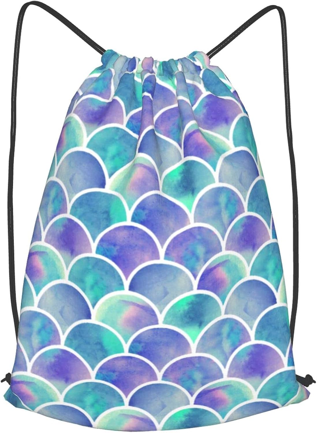 TumzfhQ ドローストリングバックパック スポーツジムバッグ 男女兼用 ティーン向け Lサイズ, マーメイドテールのうろこ、魚の