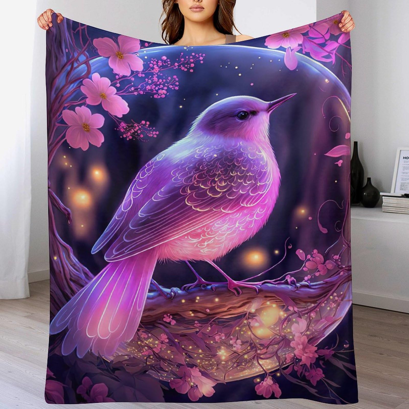 Couverture polaire oiseau contre le froid plaid canapé flannel douce 180x200