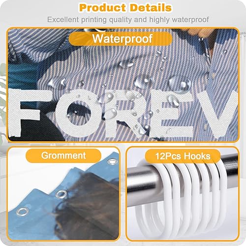 Miniatura 4 de Cortina de ducha personalizada personalizada tu diseño con fotos para baño, cortinas de ducha impermeables con 12 ganchos para baño, hotel,