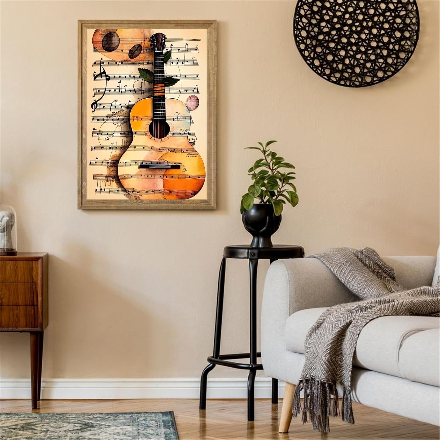 5D DIY Diamond Painting Kits for Adults, Vintage Guitar Diamond Painting Music Full Round Diamond Craftwork for Beginners Gem Art Painting Home Wall Decor Gift 12x18 Inch