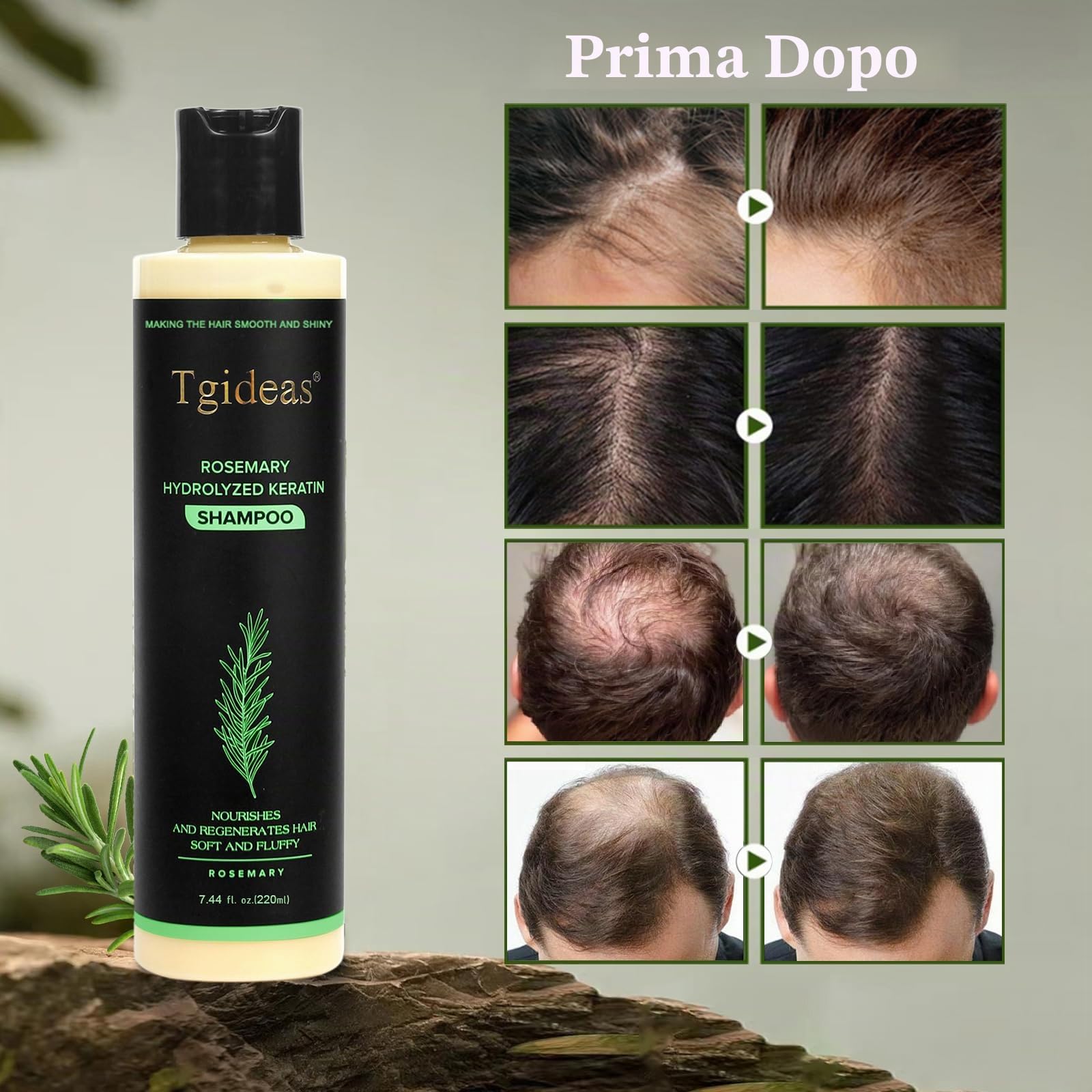 Tgideas Balsamo per la Crescita dei Capelli con Rosmarino Organico per Donne e Uomini - Balsamo Naturale per l'Ispessimento e il Rafforzamento con Cheratina Idroliizzata per Capelli Sottili e Perdita