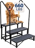 Airynee 3-Step Heavy-Duty RV Steps with Dual Handrails, 660lbs Capacity, Non-Slip Mats for Camper, Hot Tub, Trailer