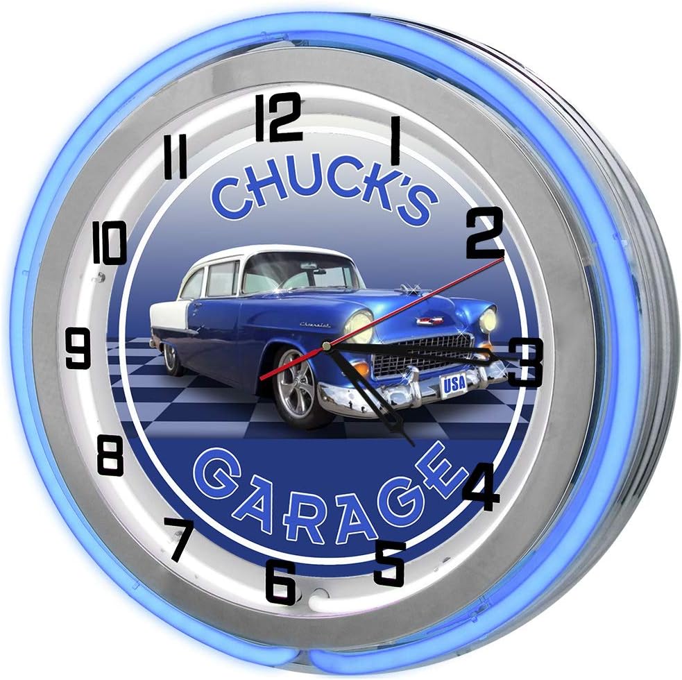 Muscle Car 18" Double Neon Customized Garage Clock from Redeye Laserworks