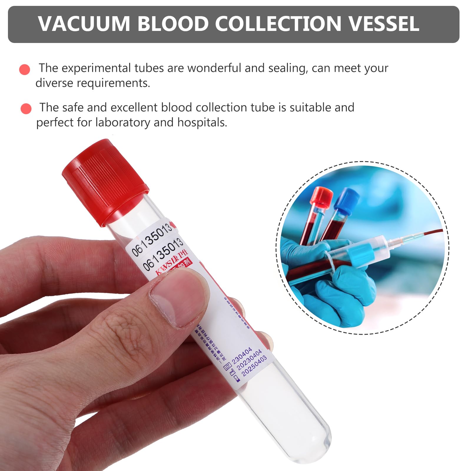 iplusmile Tubo Colector De Sangre Desechable De Presión Negativa 10Ml 100 Unidades Con Tapa Sellada Para Laboratorios Y Uso Médico Seguro