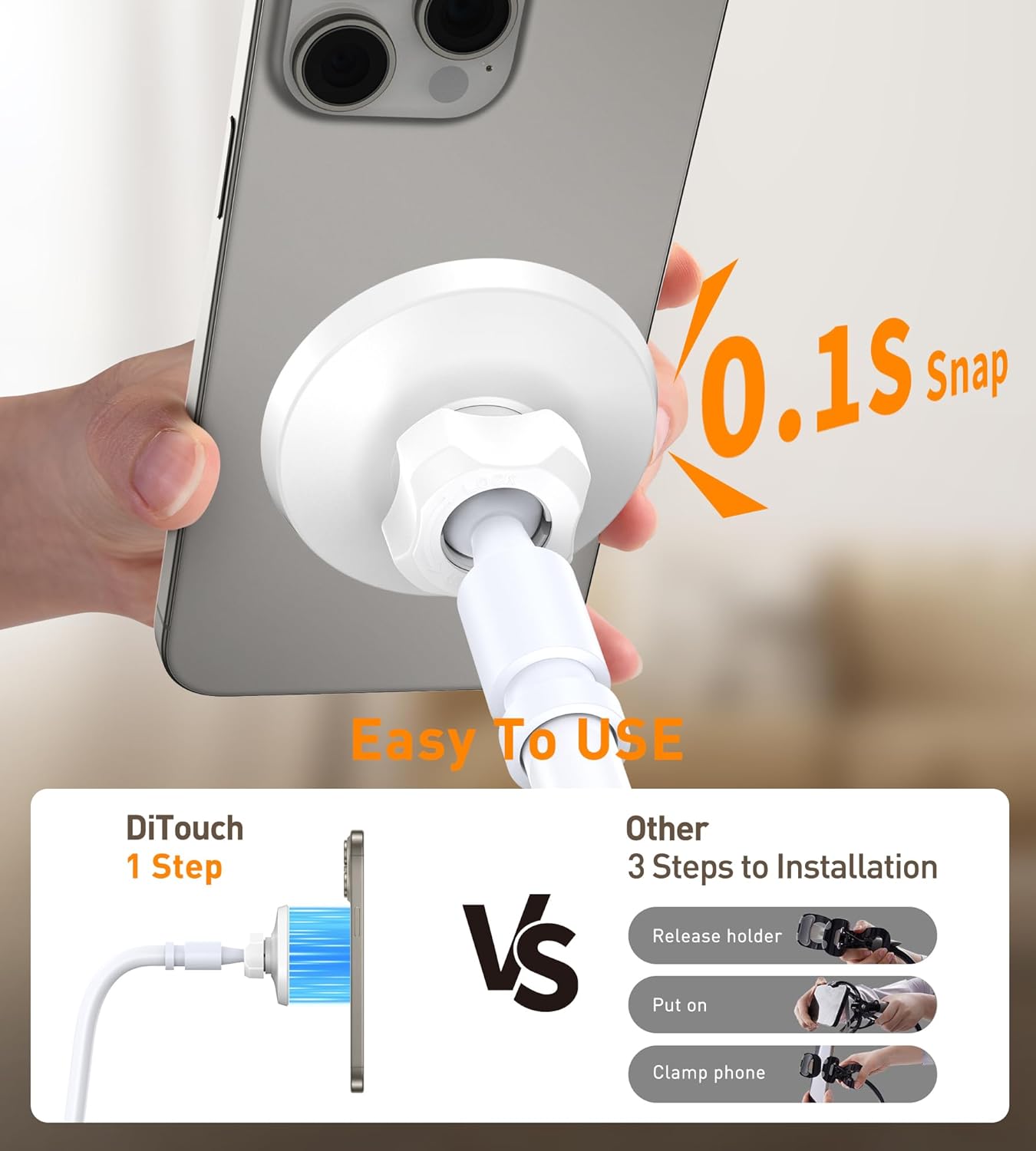 Magnetic Gooseneck Phone Holder Mount for iPhone 17/16/15/14/13/12 - Magnetic Stand Tabletop Clamp 360°Rotation Adjustable for Office/Home Compatible with iPhone 17 16 15 14 13 12 Mini Plus Pro Max