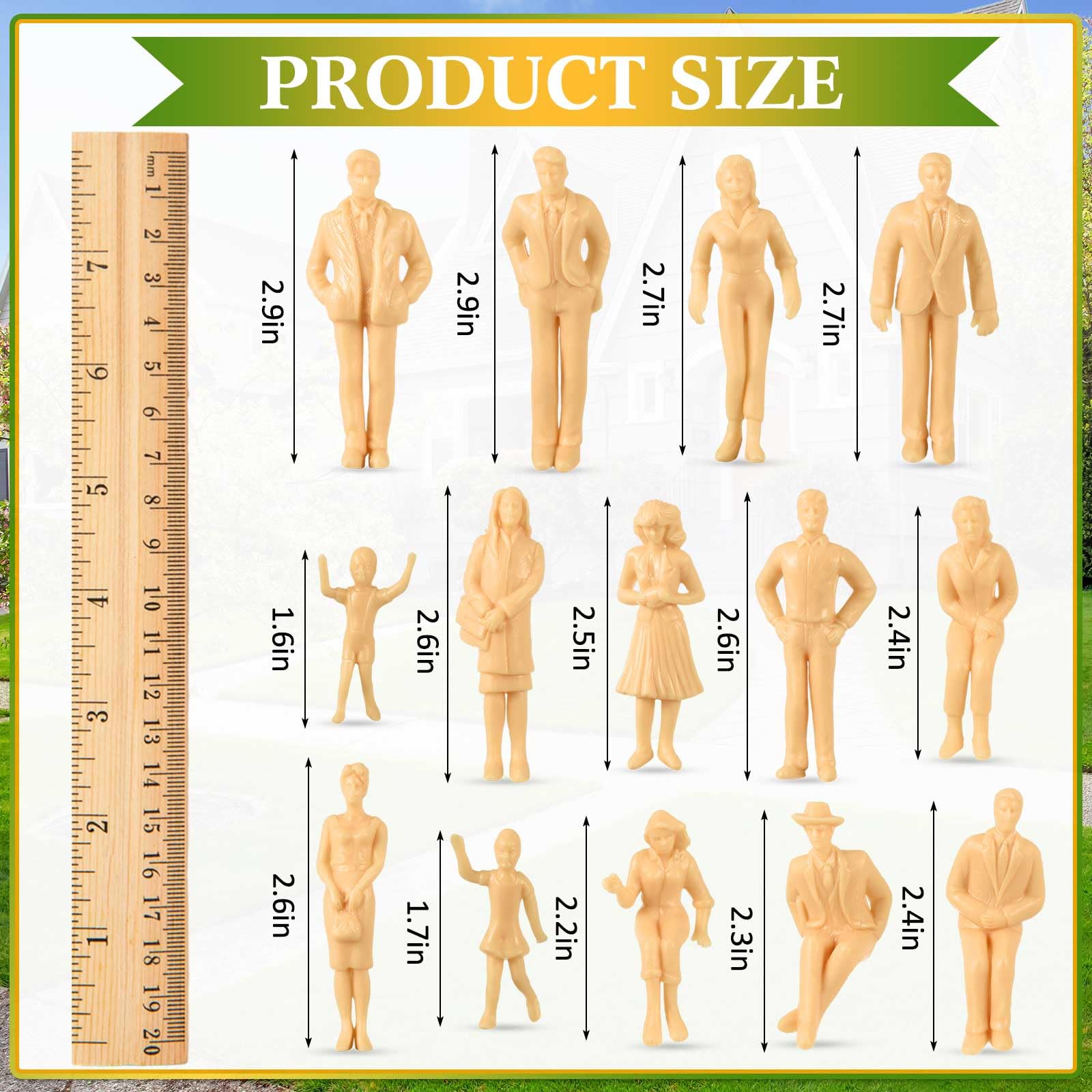 Namalu 15 Pcs Miniature People 1: 25 Scale 2.95 inch Unpainted Mini People Figures Model Trains Architectural Sitting and Standing Diorama Figures for Scale Model Train Miniature Scenes Decoration - Image 2