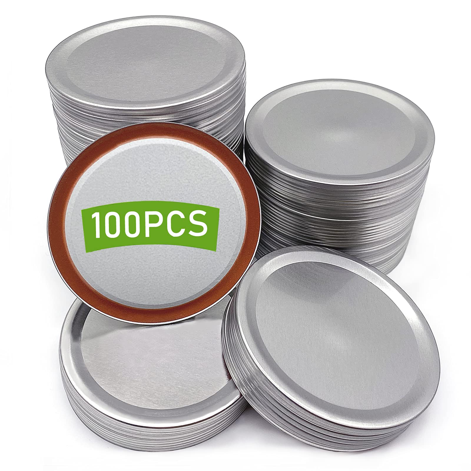 Mason Jar Lids 100Pcs, Canning Lids Regular Mouth - 100% Fit & Airtight for Canning Food, Split-Type Metal Reused in Regular Mouth Canning Jars, Food Grade