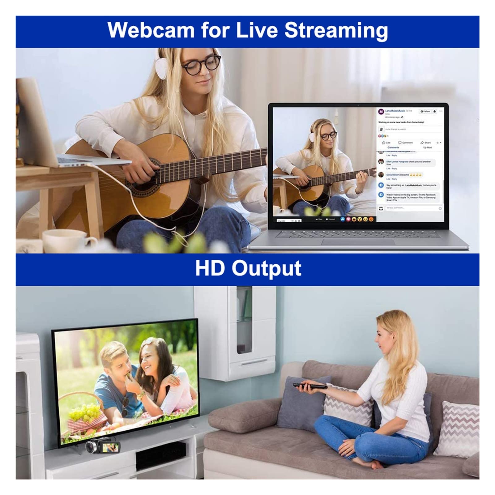 Kamera Wideo, Cyfrowa kamera z kamerą wideo 4K mikrofonem ultra HD 48MP 3.0 Vloggowanie obrotu 270 stopni dla kamery internetowej(Standard)
