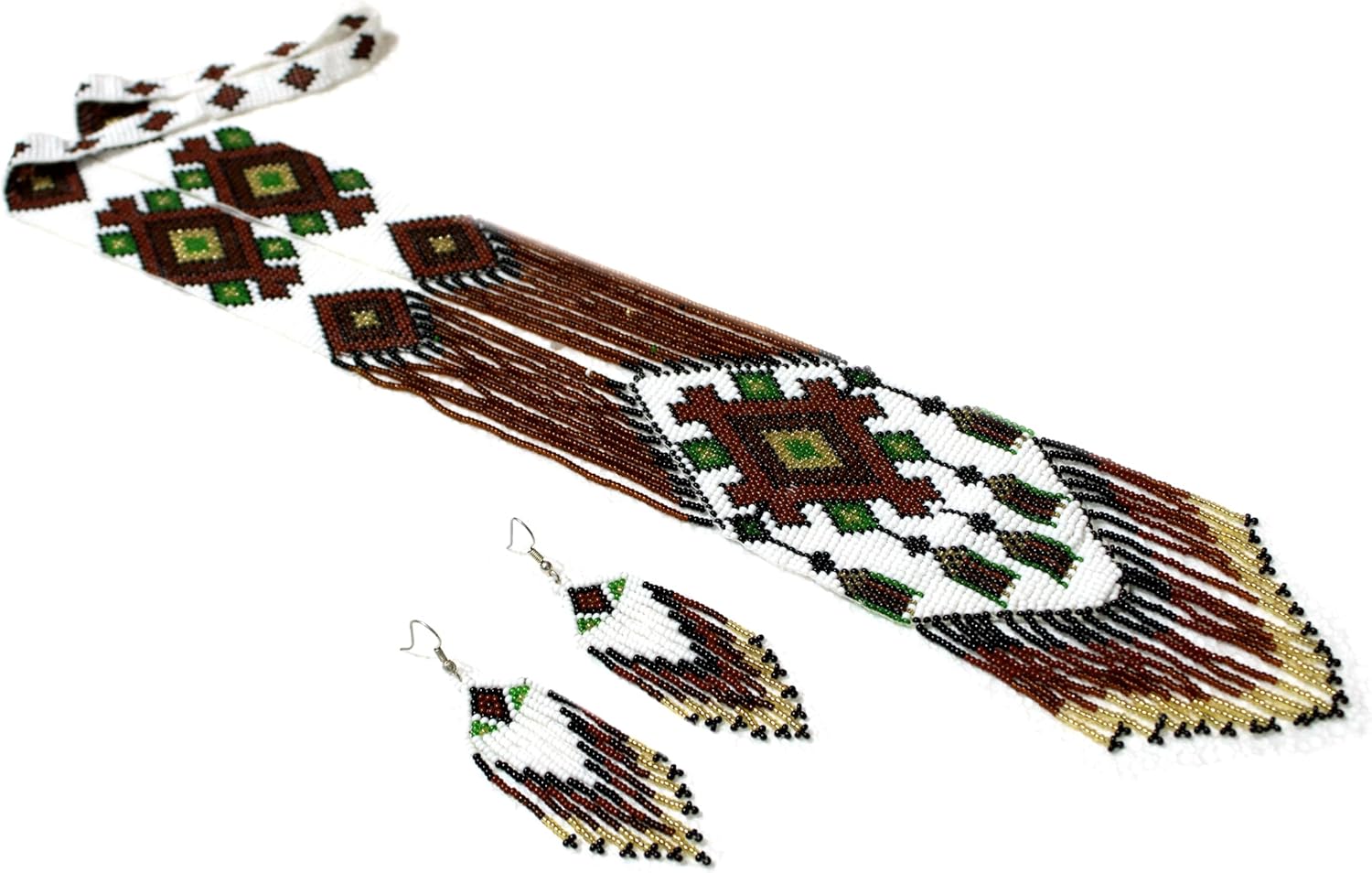 Long Beaded Necklace – Boho Native Handmade Seed Bead Tassel Necklace, Bohemian Large Statement Beaded Necklace for Women - Image 6