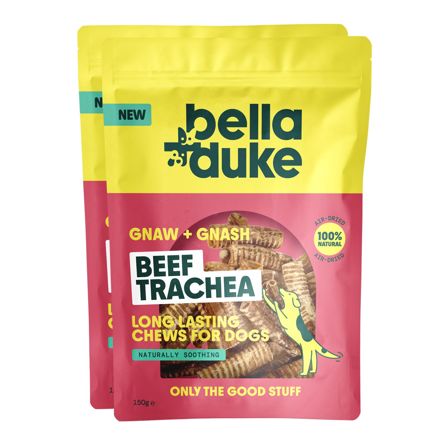 Bella+Duke Beef Trachea for Dogs 2 Pack - Long Lasting Chew Snacks for Dogs - Natural Alternative to Dental Sticks - For Clean Teeth & Strong Chewing Muscles - 100% Natural Grain-Free Dog Treats — image 1