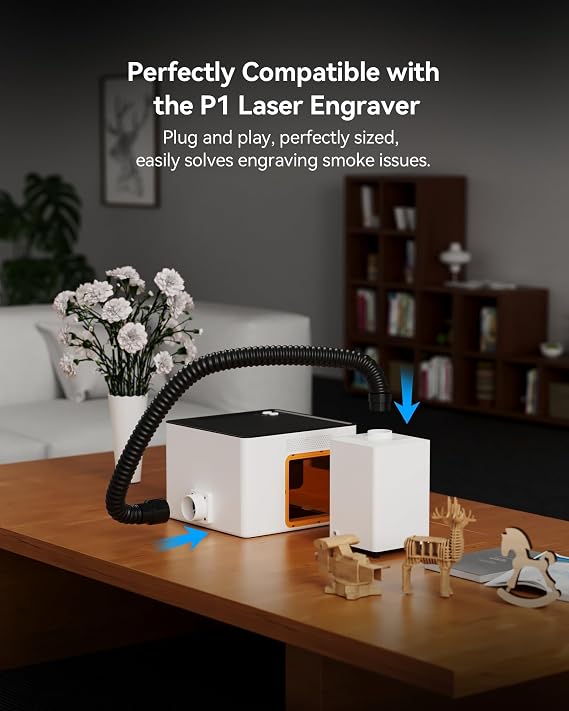 ATOMSTACK D5 Air Purifier for P1 5W Laser Engraver Mini Smoke Purifier for Laser Engraver with 3-Layer Fume Extractor Filter with Activated Carbon + HEPA Filter for Laser Engraving Machine P1