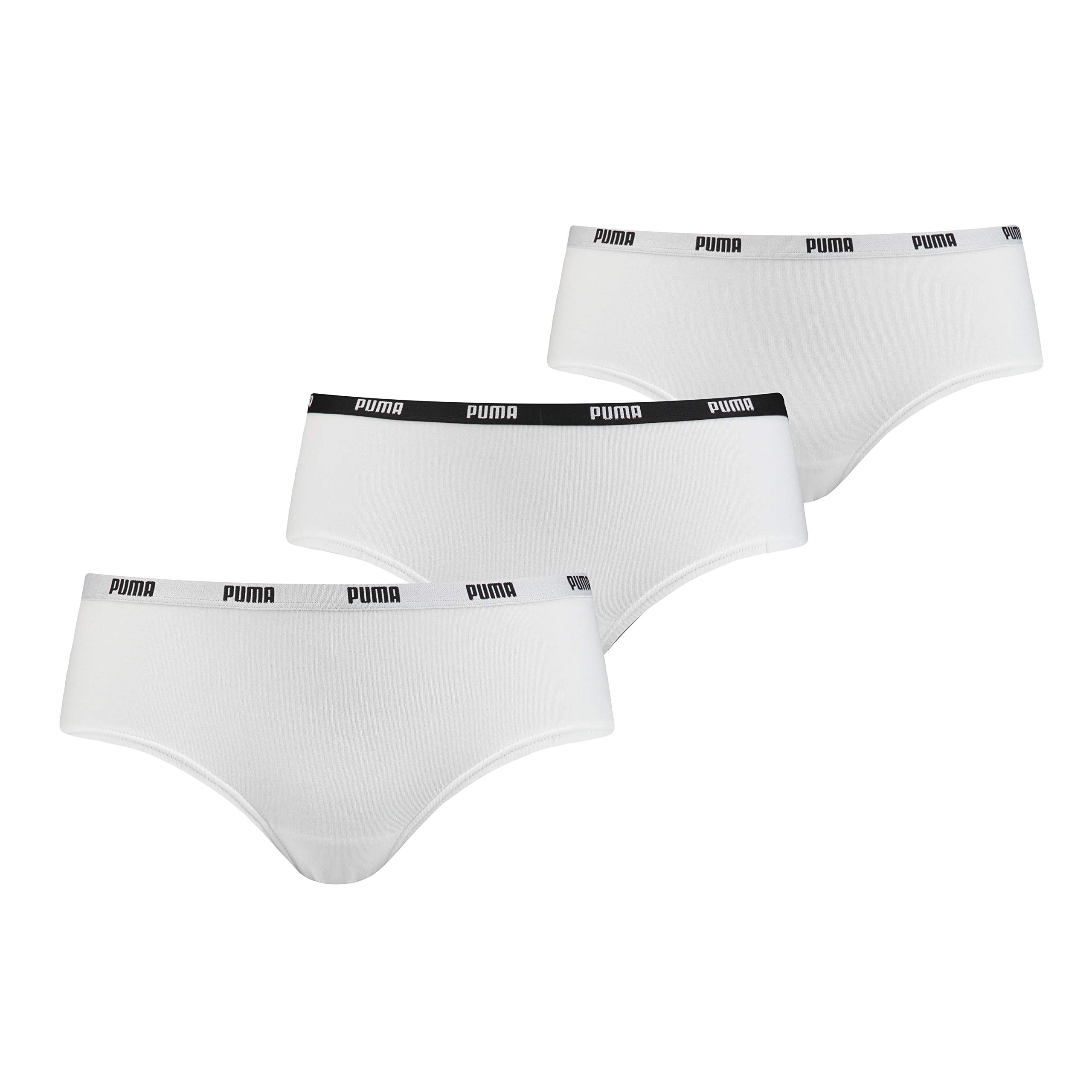 PUMA Damen Unterwäsche Unterhosen 3 Hipster im Vorteilspack (White, XL)