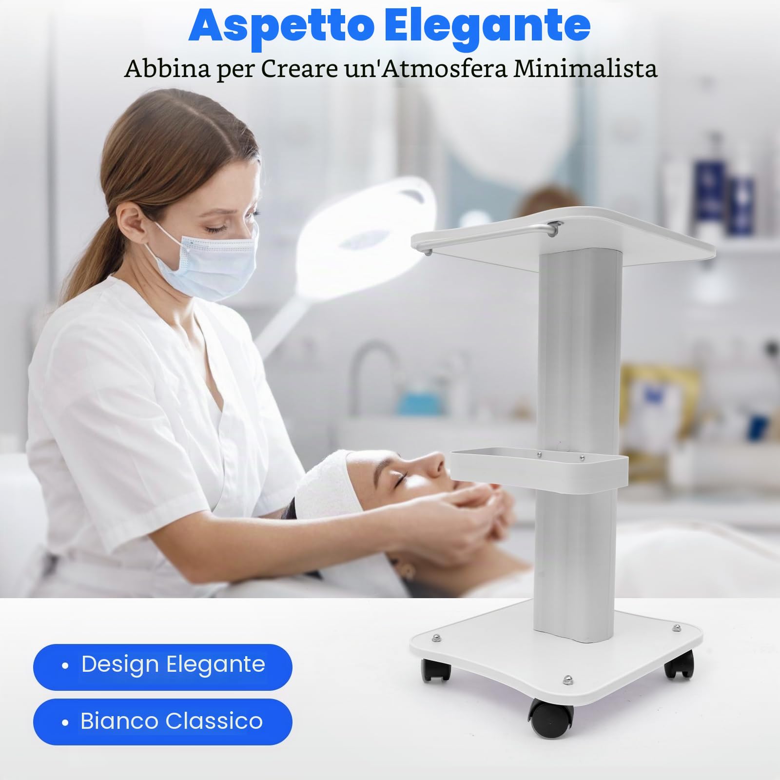Carrello medico portatile con vano portaoggetti e ruota dei freni, carrello per parrucchiere, carrello cosmetico, carrello da lavoro, carrello da salone, strumento di bellezza medico
