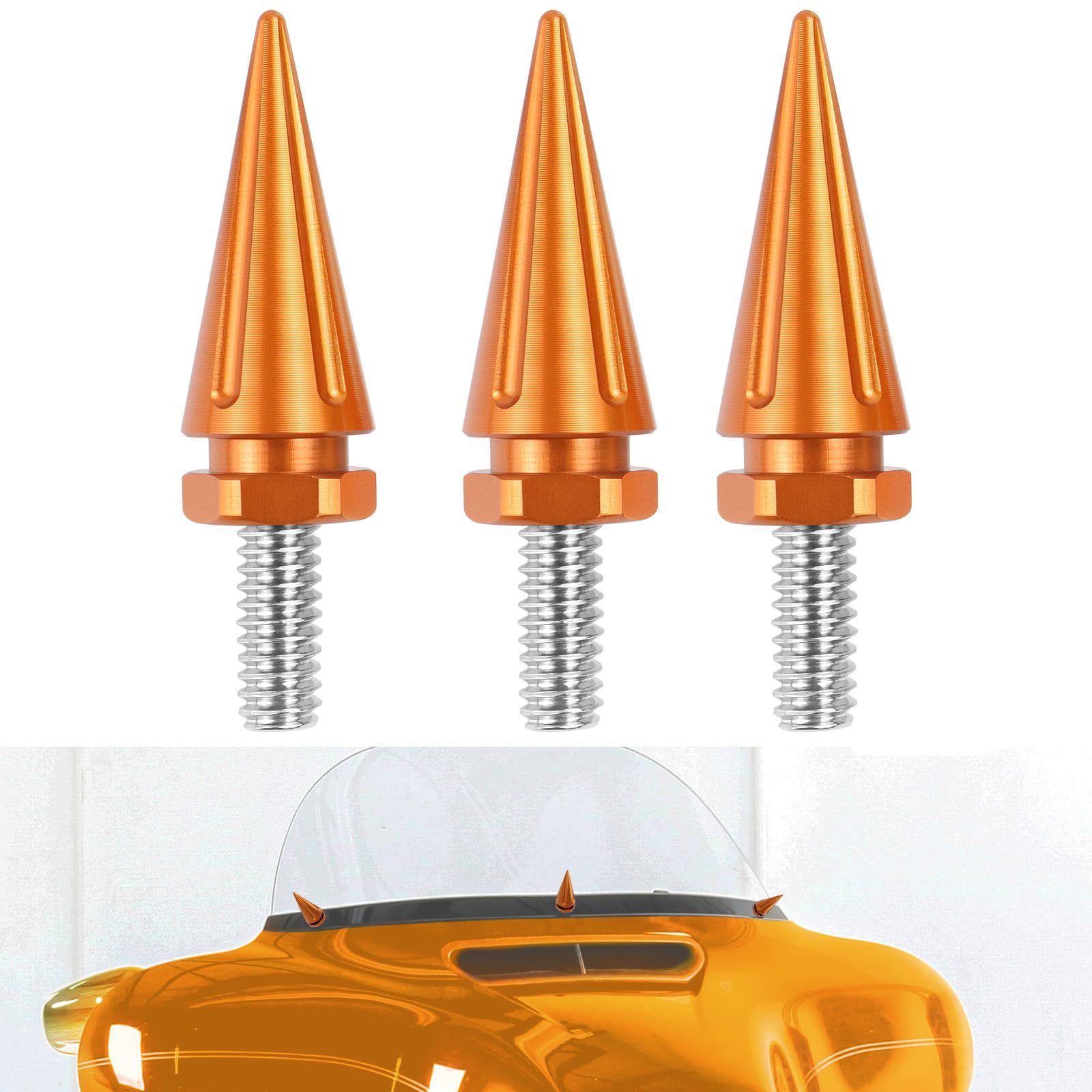 Motorcycle Windscreen Screws Windshield Spike Bolts for Harley Street Glide Tri Electra Ultra Limited 1996-2013 (Street Glide, Orange)