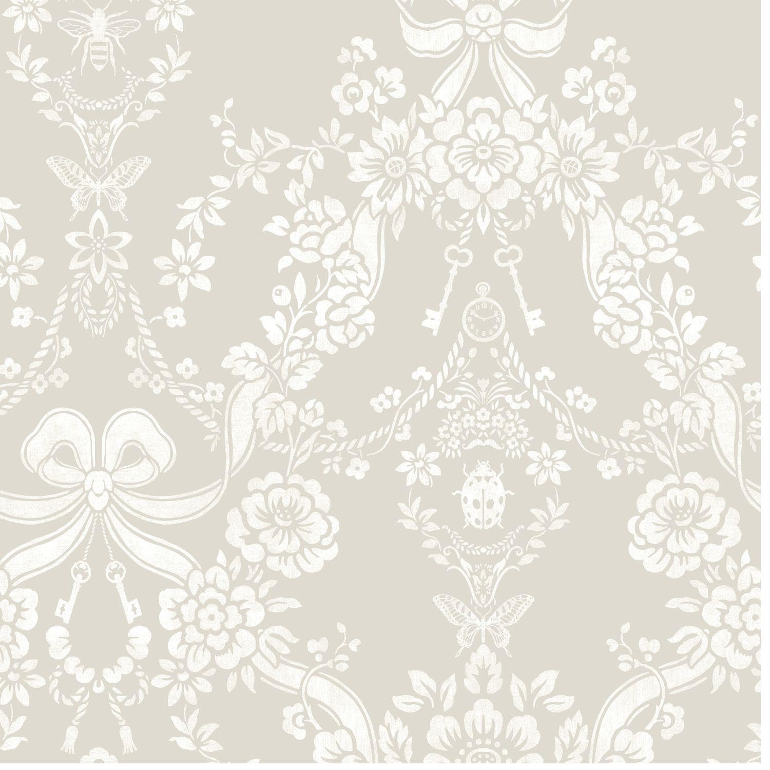 YöL Taupe Wallpaper Bow Damask - Elegant Contemporary Sophisticated Versatile - Paste The Paper - 53cm x 10.05m - Bedroom Living Room Lounge - Statement Feature Wall