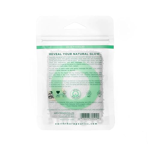 Miniatura 2 de Earth Therapeutics Manopla facial exfoliante de algodón orgánico