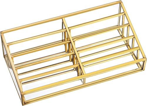 Cedilis Soporte dorado para tarjetas de presentación, soporte para múltiples tarjetas de visita, organizador de tarjetas de visita de vidrio con 10