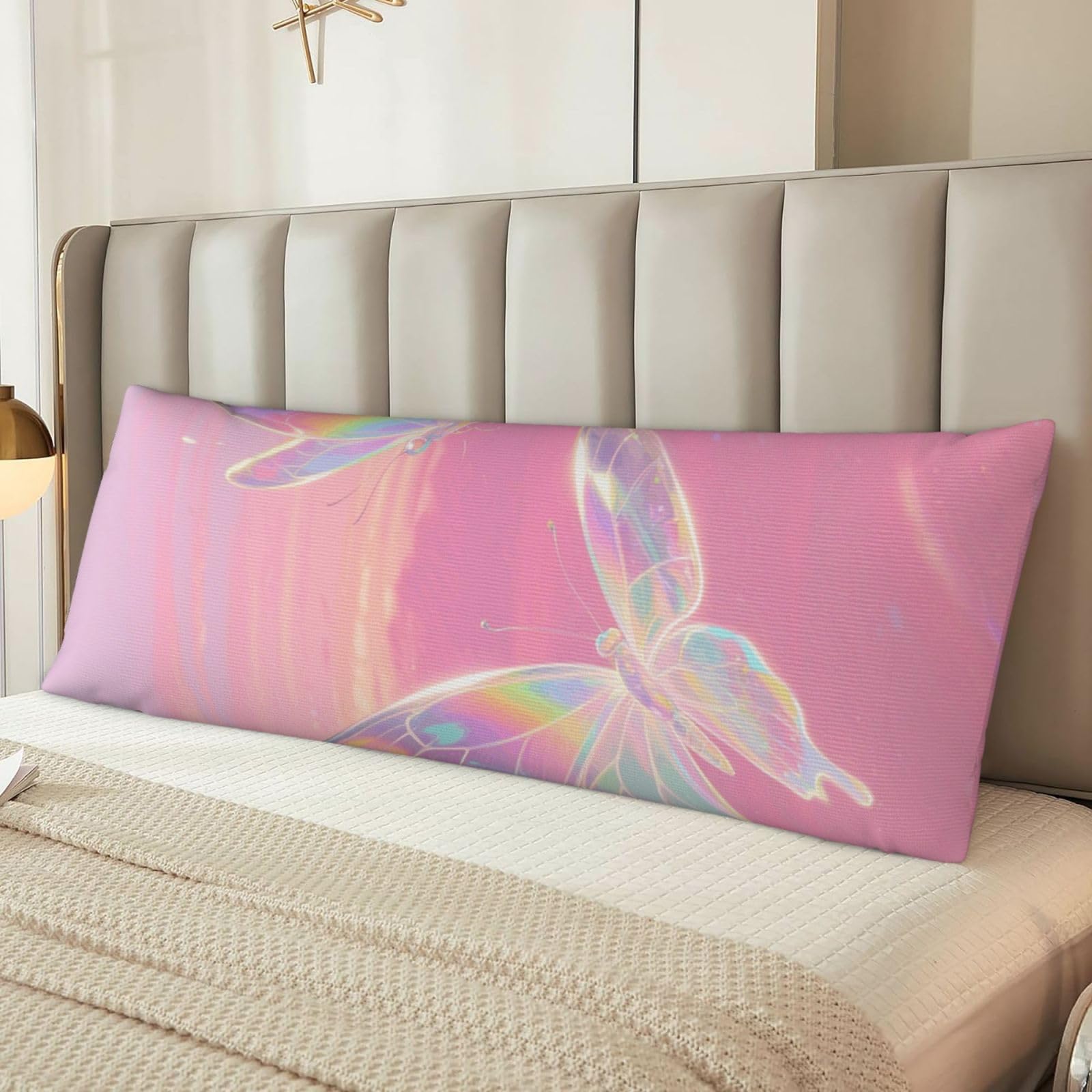 Transparent Butterfly Body Pillow Cover with Hidden Zipper 54"X20",Ultra Soft Microfiber Long Pillow Case Decorative Bedding Pillowcase Cushion Cover Cases for Bedroom Couch Sofa,Home Gifts