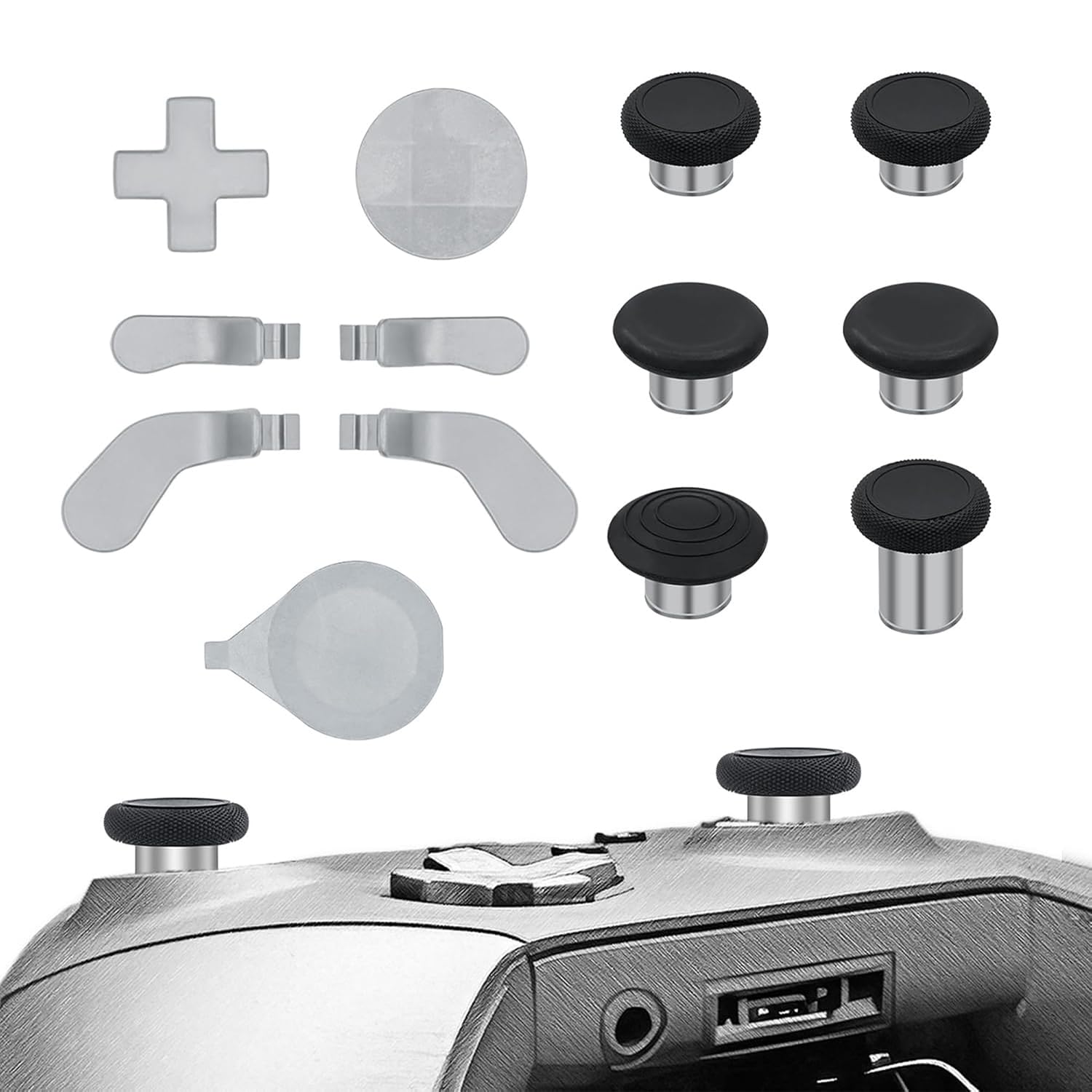 Mcbazel Kit 13 en 1 con Palancas de Metal para Xbox Elite Series 2, Kit de Reemplazo con Botones Magnéticos, 6 Palancas Magnéticas, 4 Paletas Traseras y 2 D-Pads para Xbox Elite Series 2, Plata