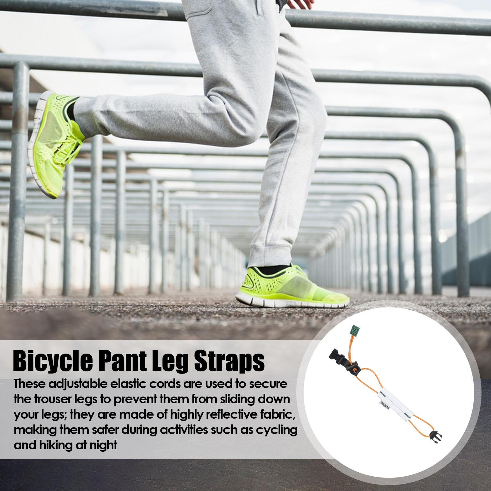 Pant Leg Straps for Biking,Wrist Ankle Bands Strap - Adjustable Elastic Cycling Accessory, Reflective Daily Use Straps for Biking Cuff for Running, Walking, Jogging