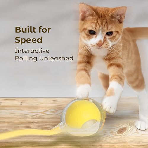 Miniatura 8 de Electronic Automatic Cat & Dog Toy Ball, Smart Rolling Pet Toy with LED Lights, Motion Sensor & Chirping Sound, Rechargeable Indoor Play Toy for
