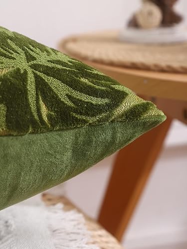 Miniatura 2 de QWINEE 1 funda de almohada de jacquard con hojas para el hogar, cama, habitación, sofá, decoración verde, 18 x 18 pulgadas