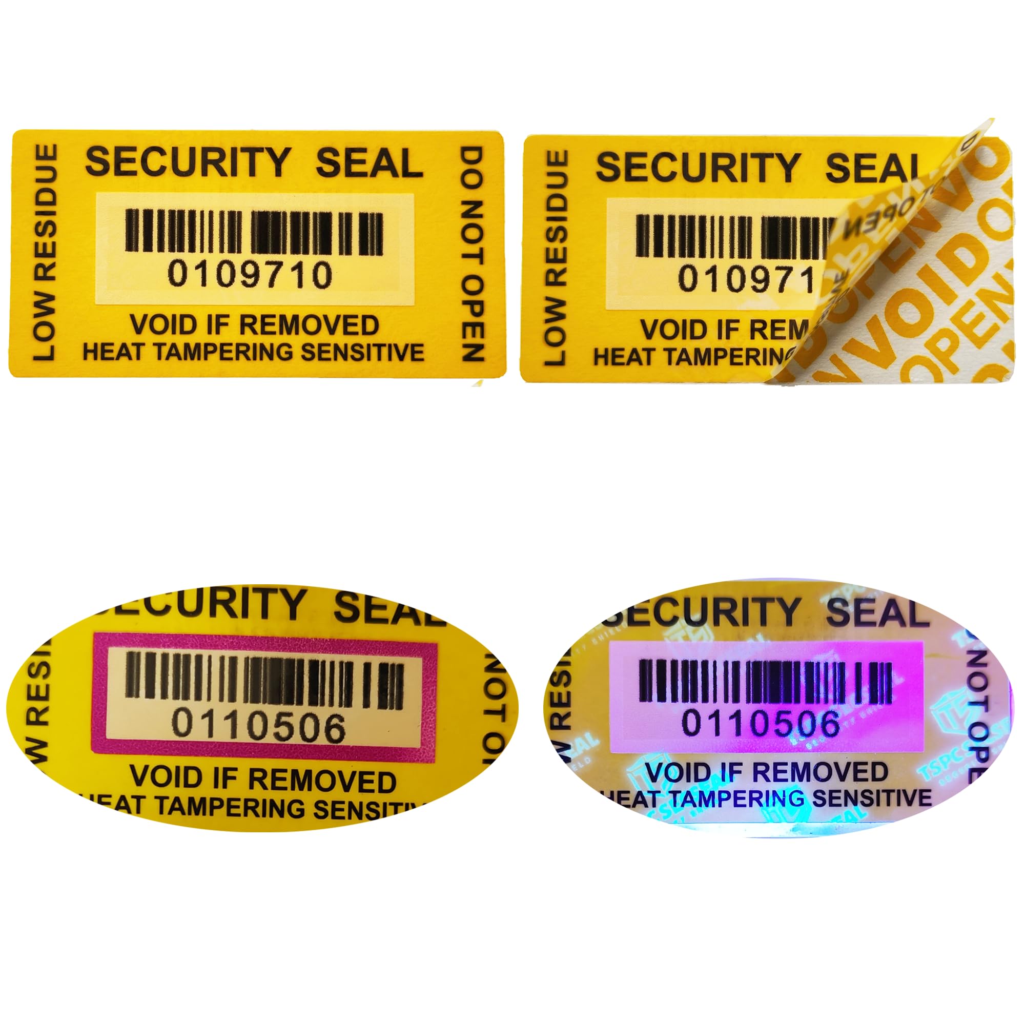 100 pezzi 25x50 mm Manomissione Termica Marchio Fluorescente Basso Residuo Antimanomissione Evidente Anticontraffazione A Prova di Manomissione Etichette Sigilli(Numero di Serie)